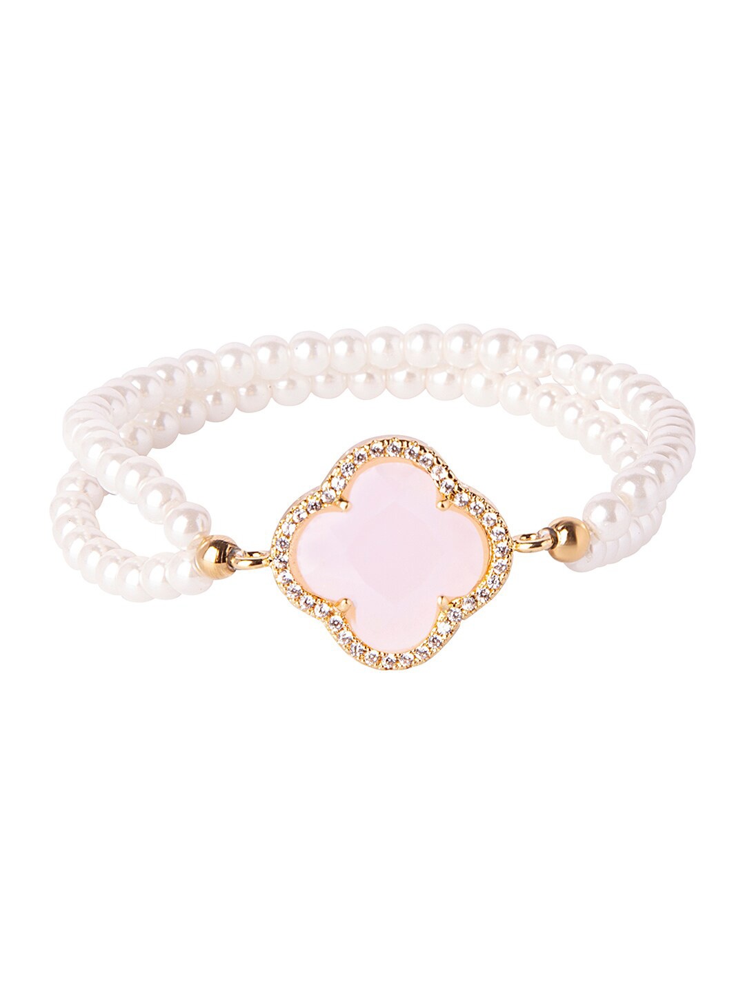 

Moon Dust Women Gold-Toned & White Brass Cubic Zirconia Gold-Plated Charm Bracelet