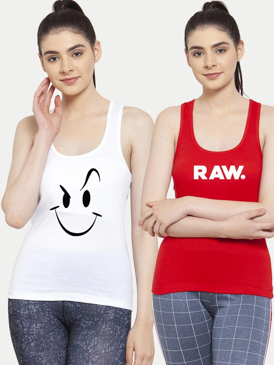 

Friskers Set of 2 White & Red Tank Top