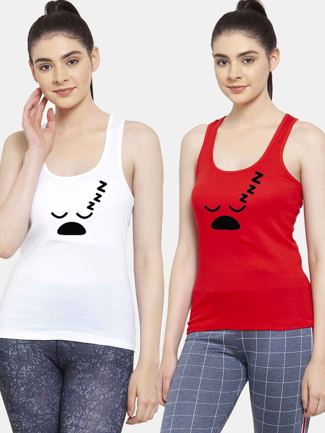 

Friskers Set of 2 White & Red Tank Top