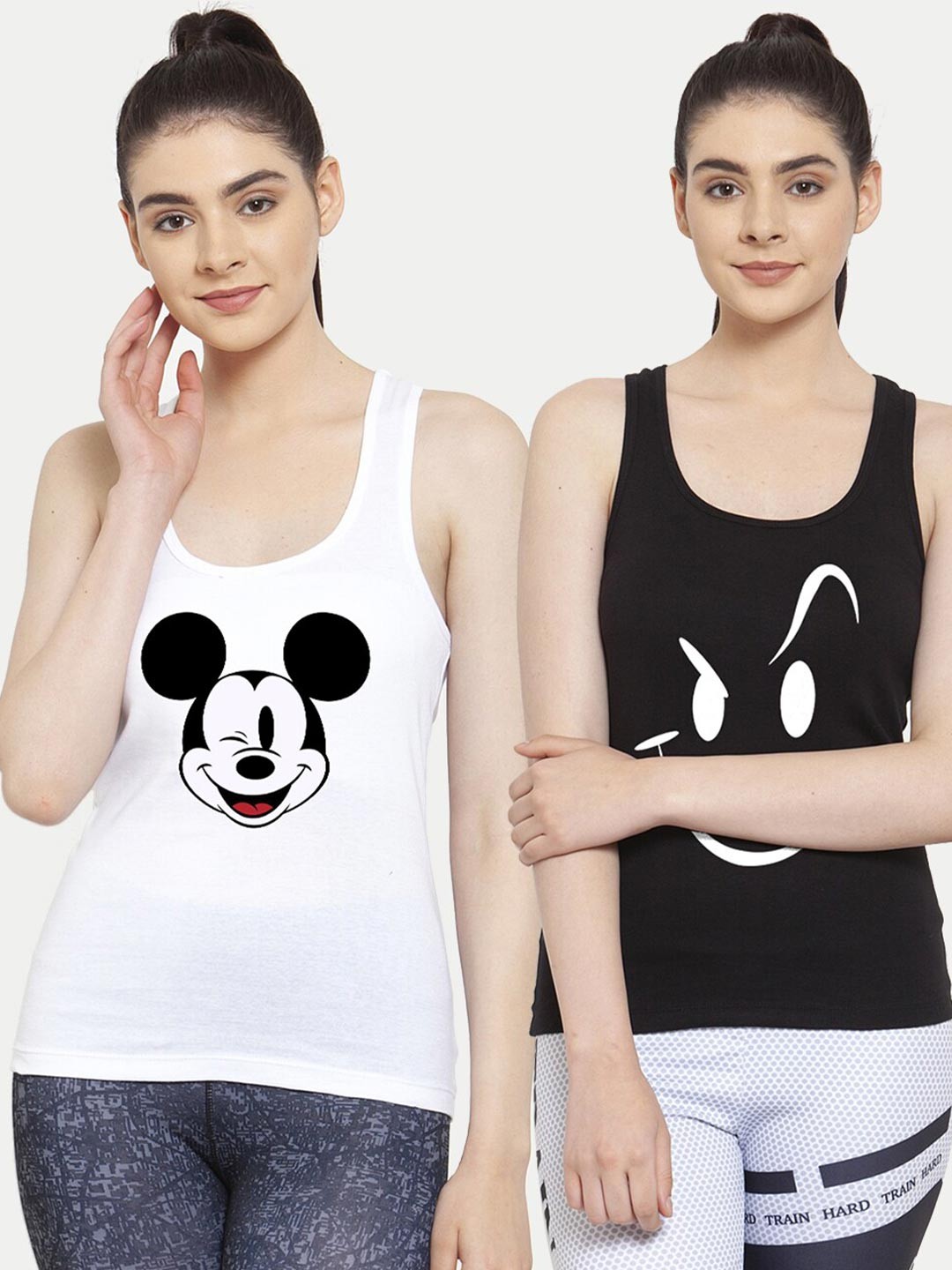 

Friskers White Pack of 2 Printed Tank Top