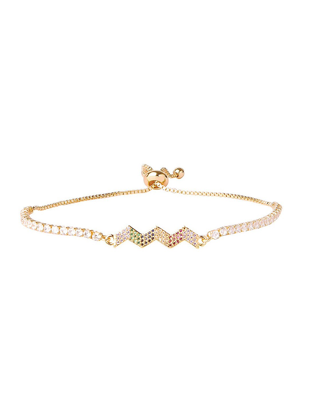 

Moon Dust Women White Brass Cubic Zirconia Gold-Plated Charm Bracelet