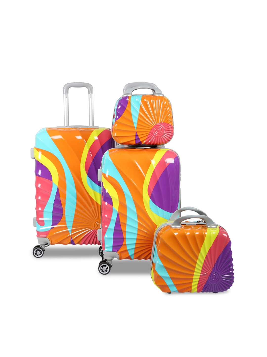 Polo Class Unisex Pack Of 4 Orange Trolley Bags & Vanity Bags