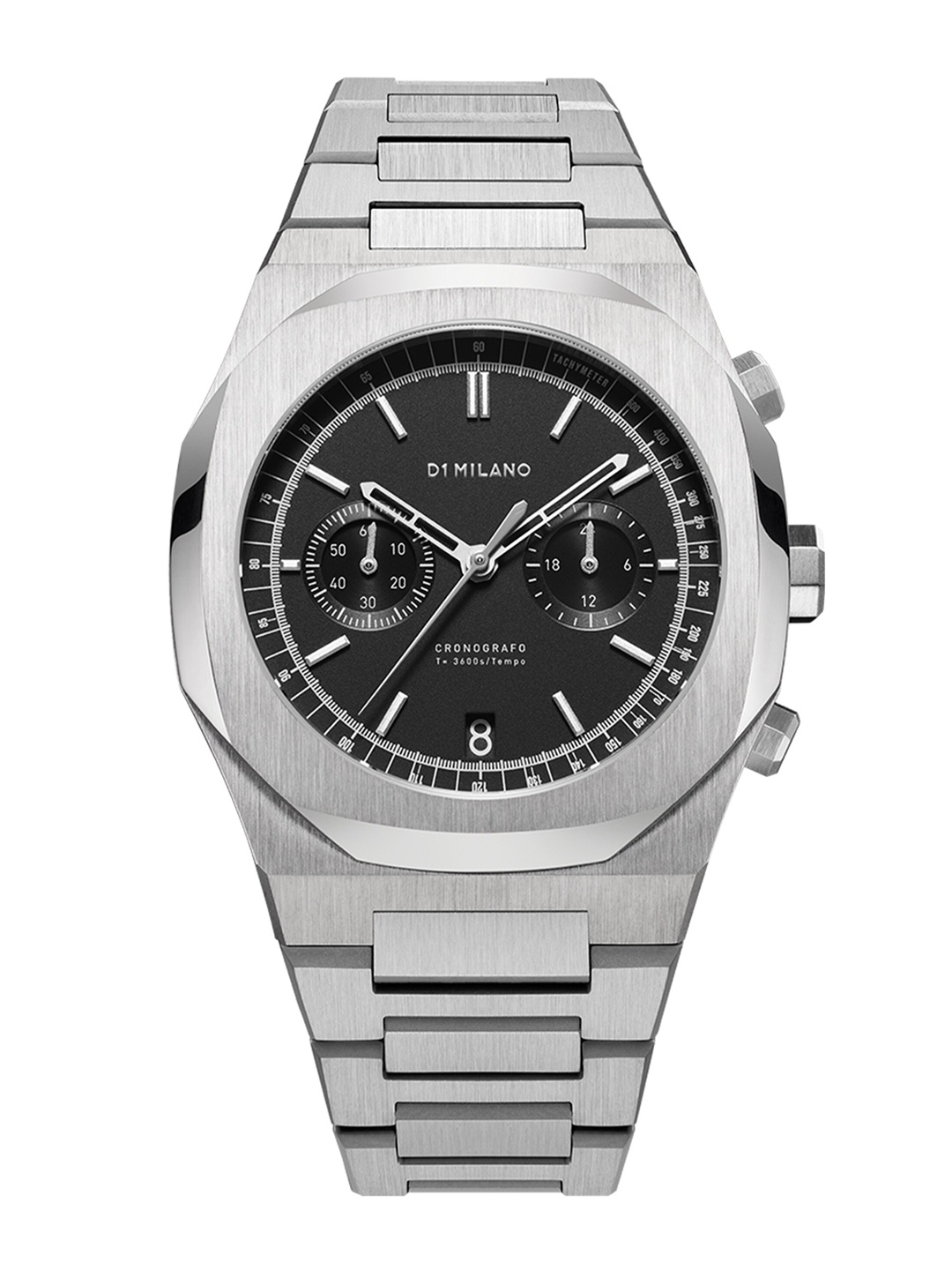 

D1 Milano Men Brass Dial Bracelet Style Chronograph Analogue Watch CHBJ08, Black