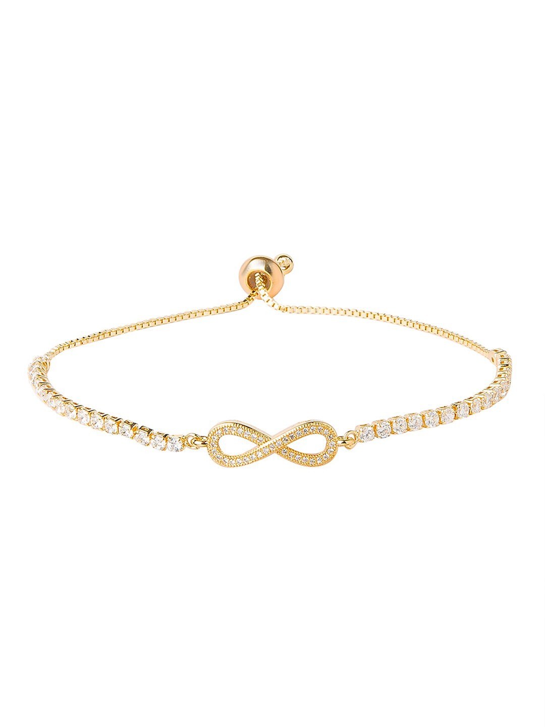 

Moon Dust Women Gold-Toned & White Brass Cubic Zirconia Gold-Plated Charm Bracelet