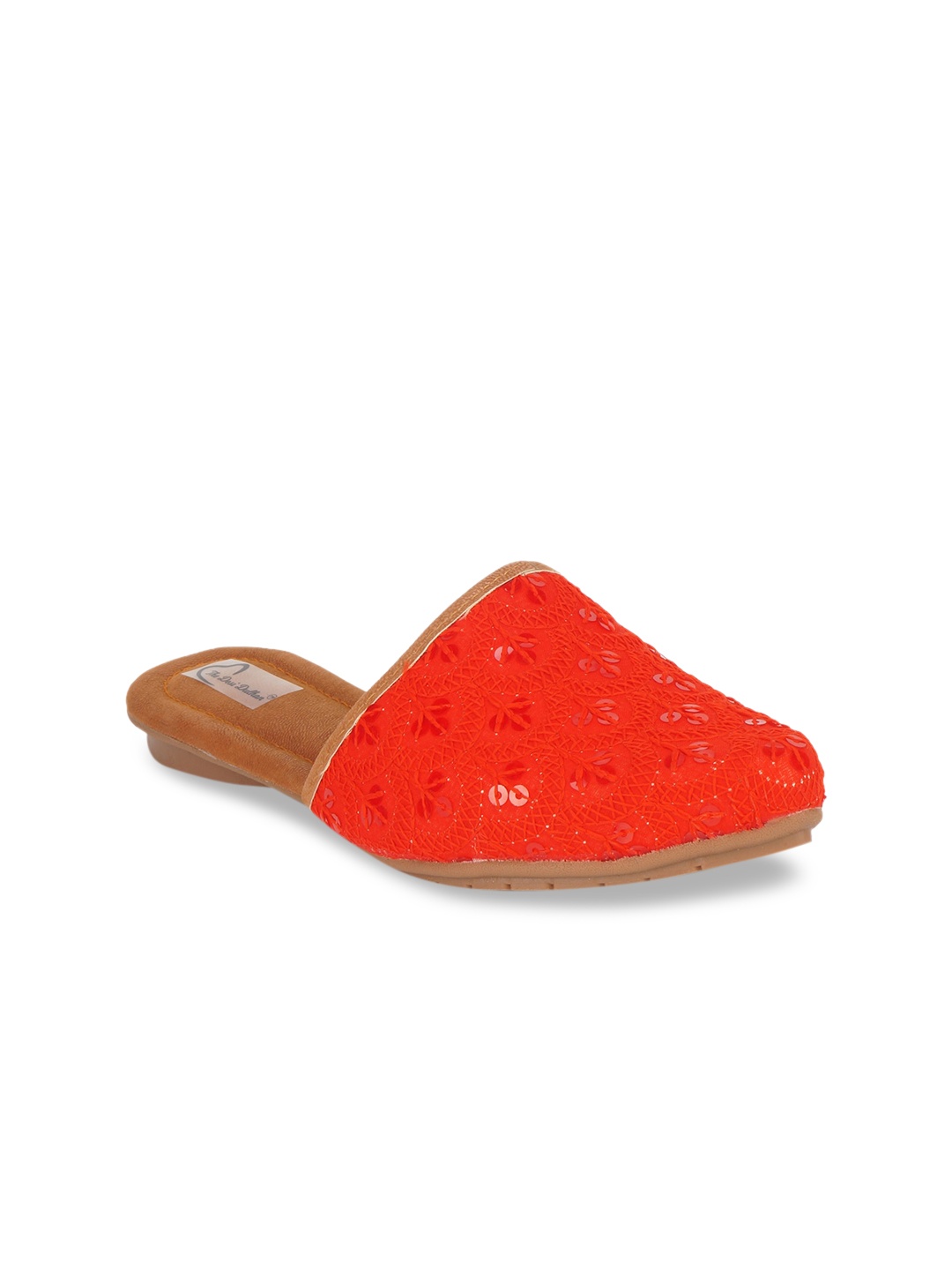 

The Desi Dulhan Women Red Embellished Mules Flats