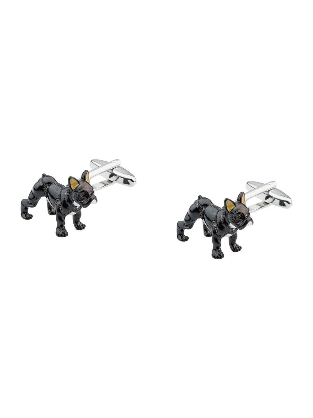 The Tie Hub Black & Silver-Toned Dog Cufflinks