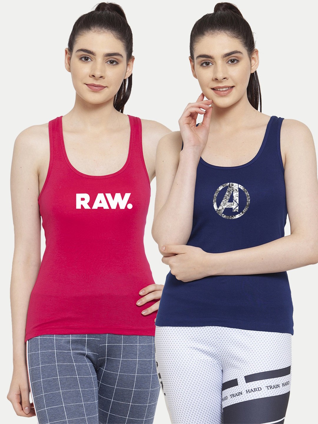 

Friskers Pack Of 2 Blue & Pink Tank Top