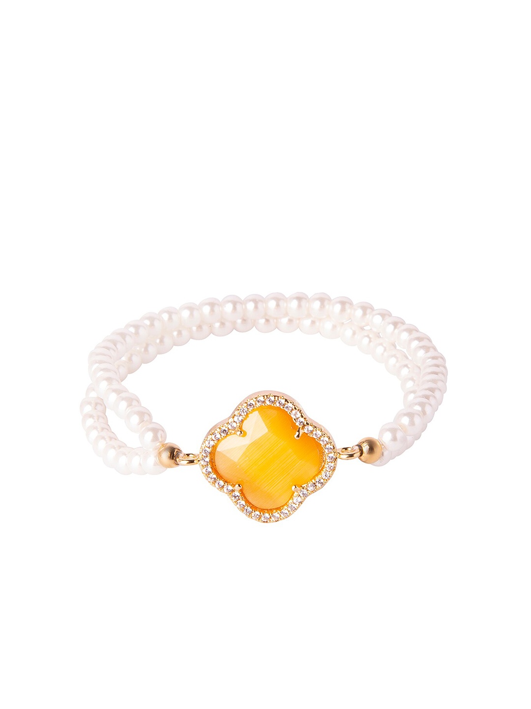 

Moon Dust Women Yellow Brass Cubic Zirconia Gold-Plated Charm Bracelet