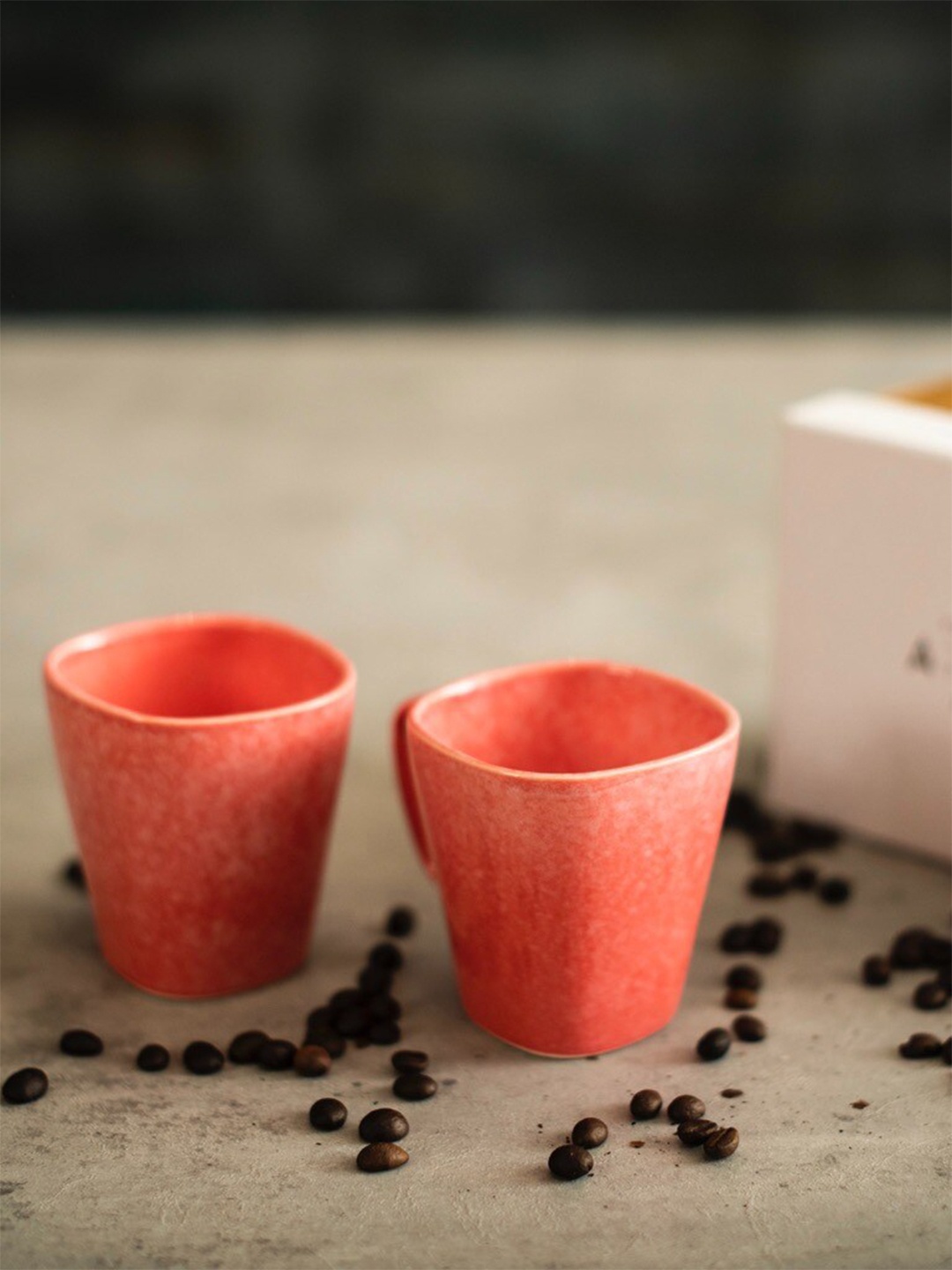

A Tiny Mistake Set Of 2 Pink Handcrafted Textured Ceramic Glossy Cups