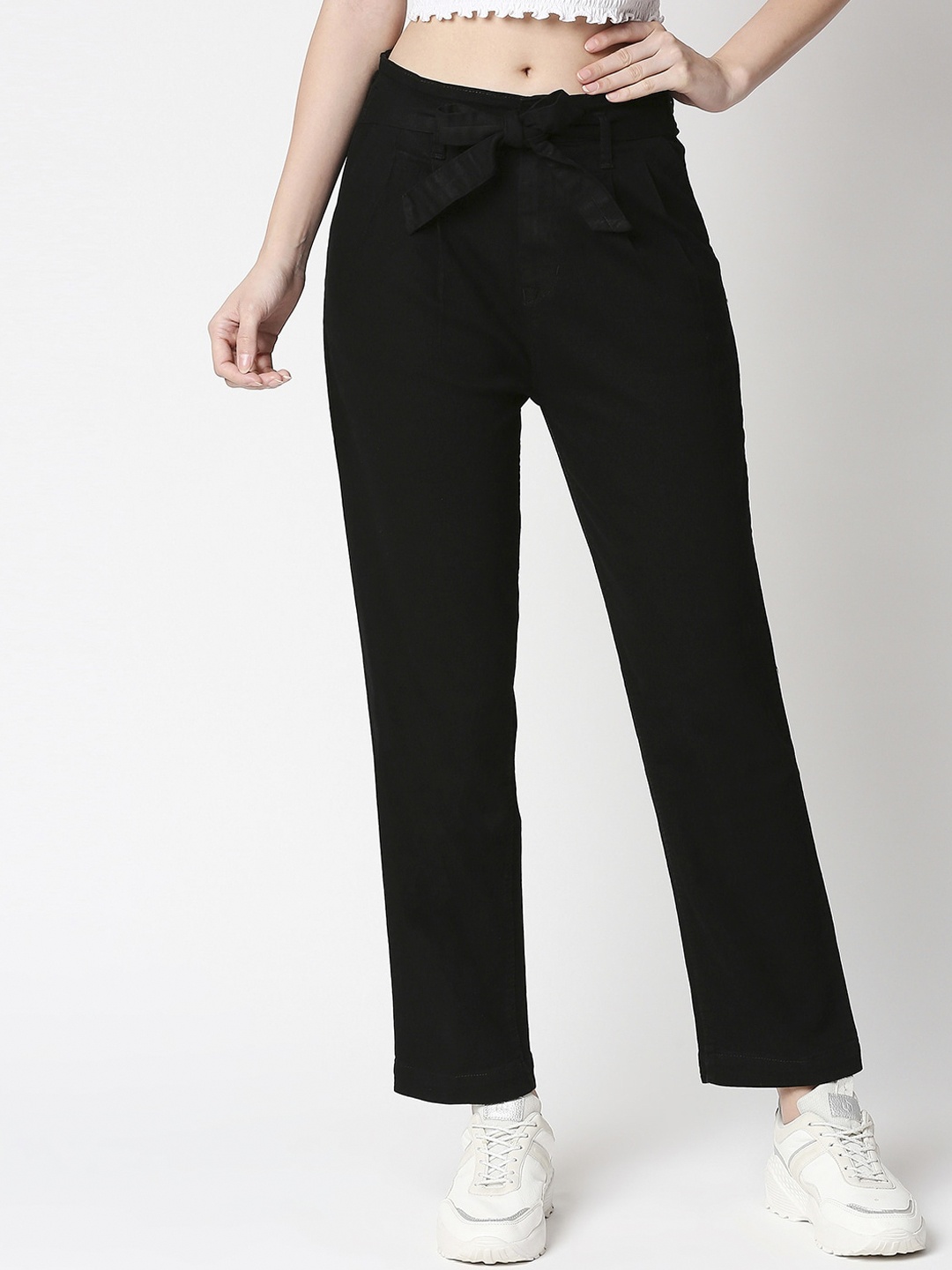 

High Star Women Black Straight Fit Stretchable High-Rise Jeans
