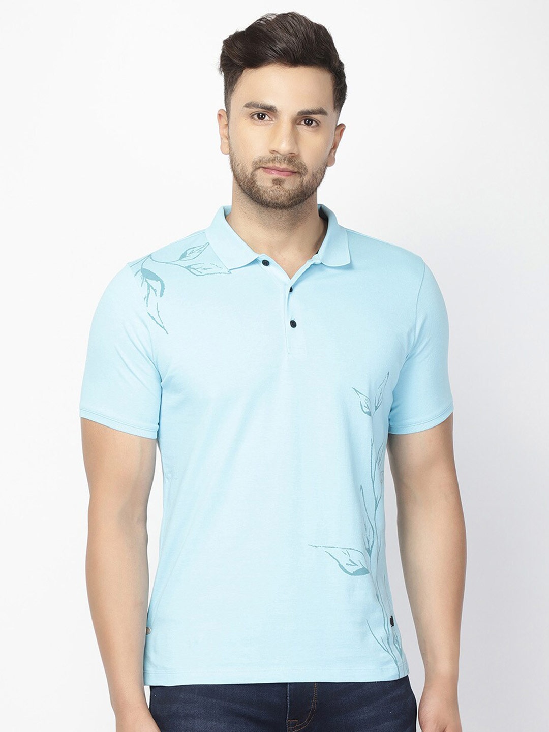 

Blackberrys Men Blue Slim Fit URBAN Cotton Polo Collar Slim Fit T-shirt