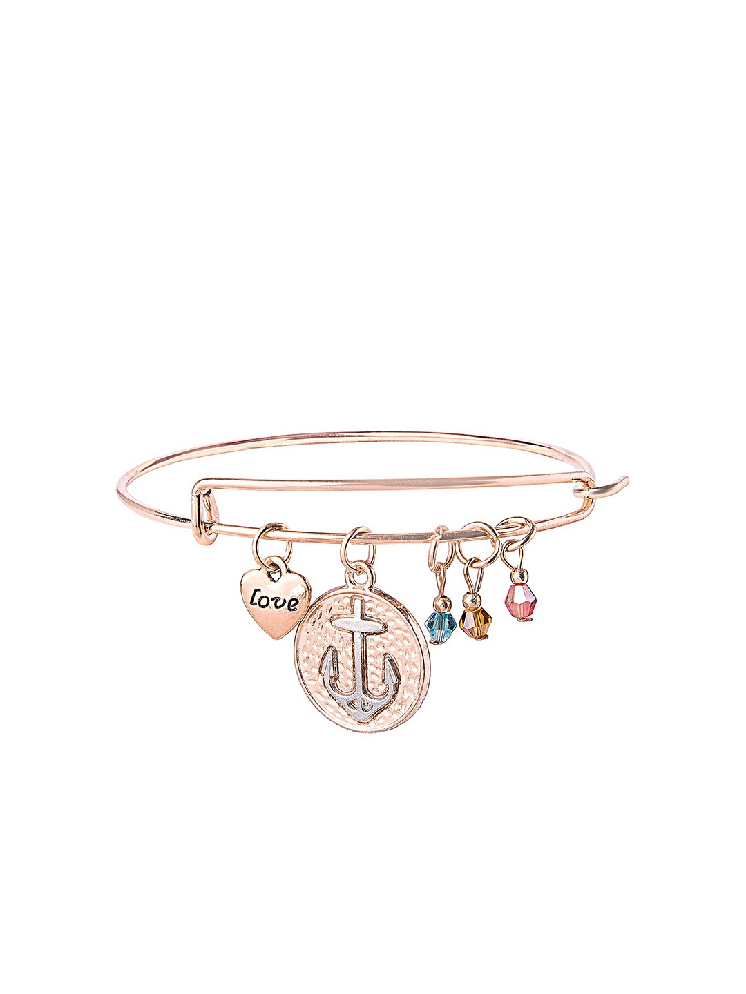 

Moon Dust Women Gold-Plated & Blue Brass Love Anchor Bangle-Style Bracelet