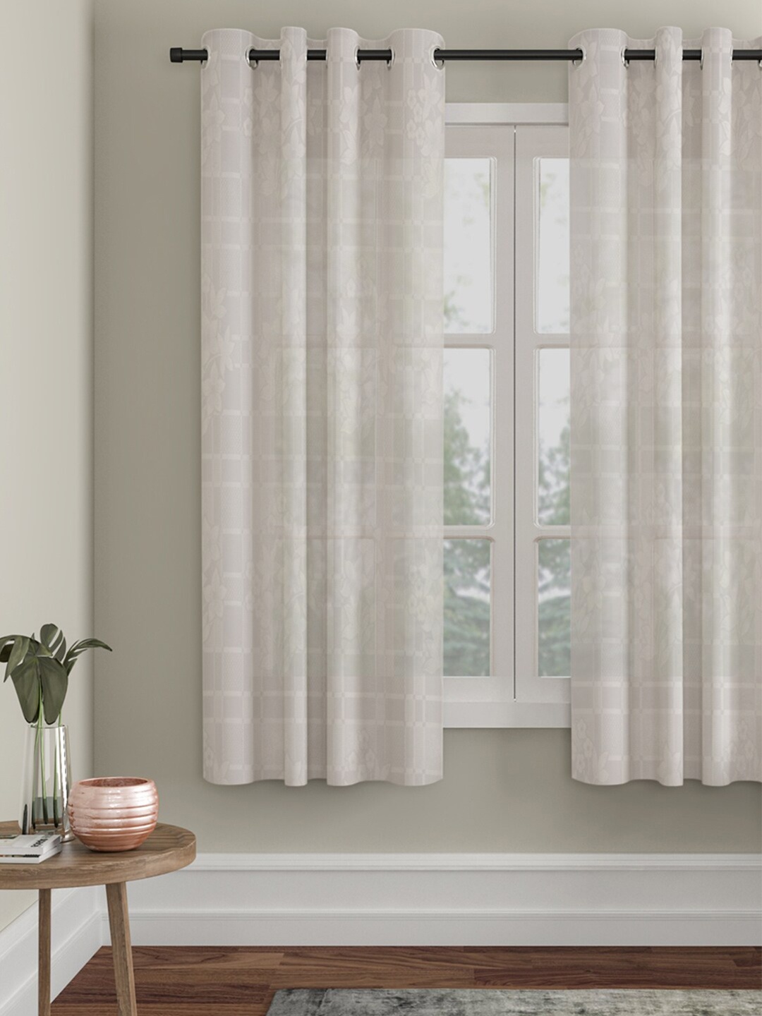 HOSTA HOMES Cream-Coloured Floral Window Curtain