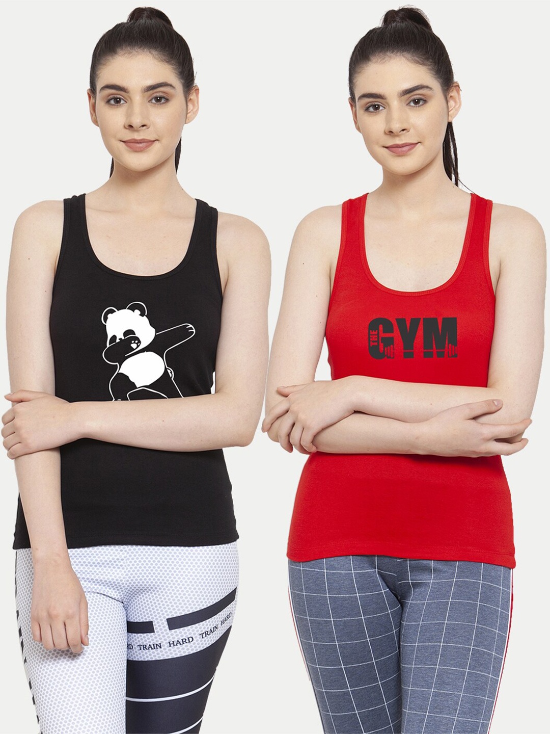 Friskers Pack Of 2 Black & Red Tank Top