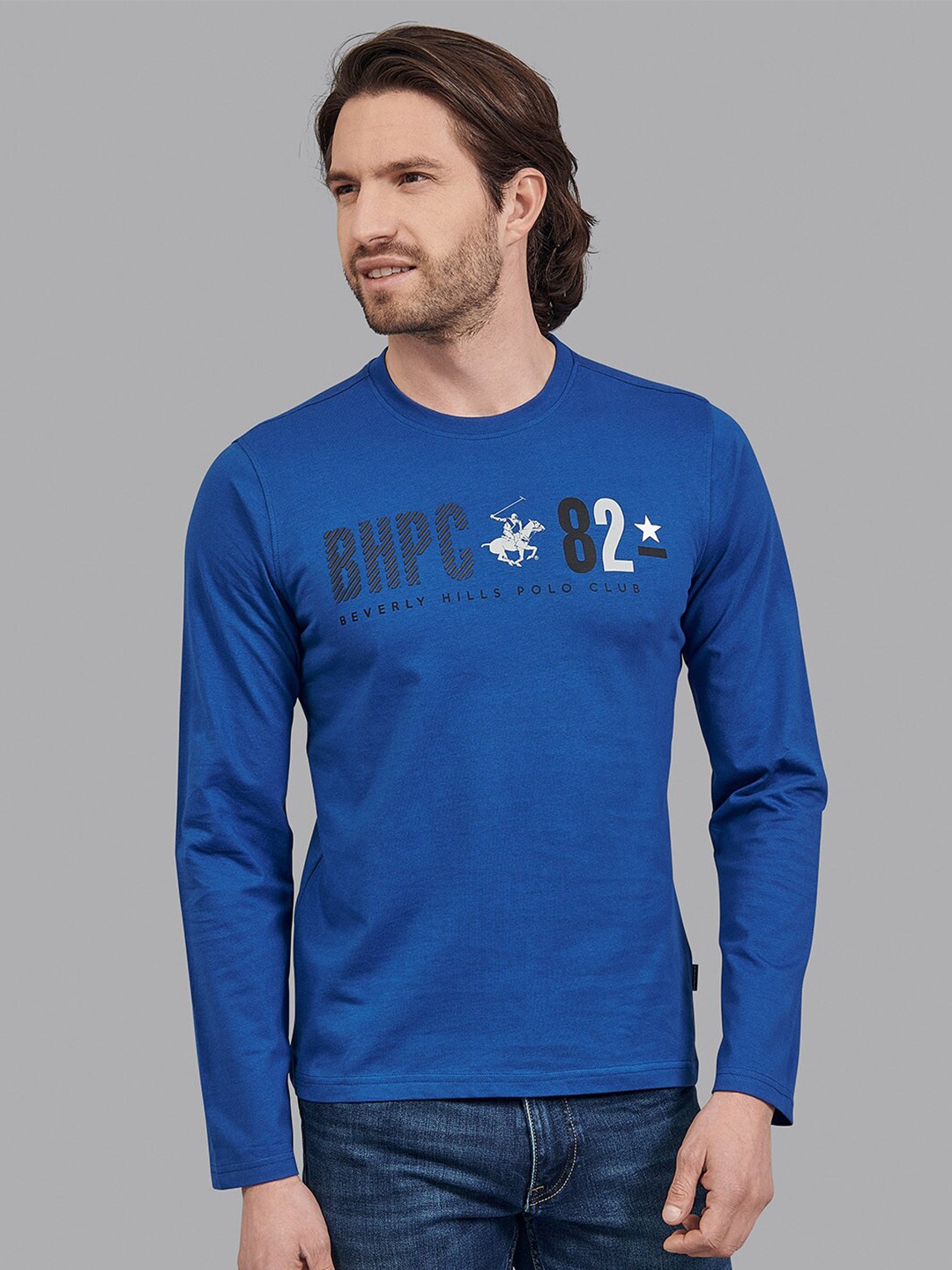 

Beverly Hills Polo Club Men Blue Typography Printed T-shirt