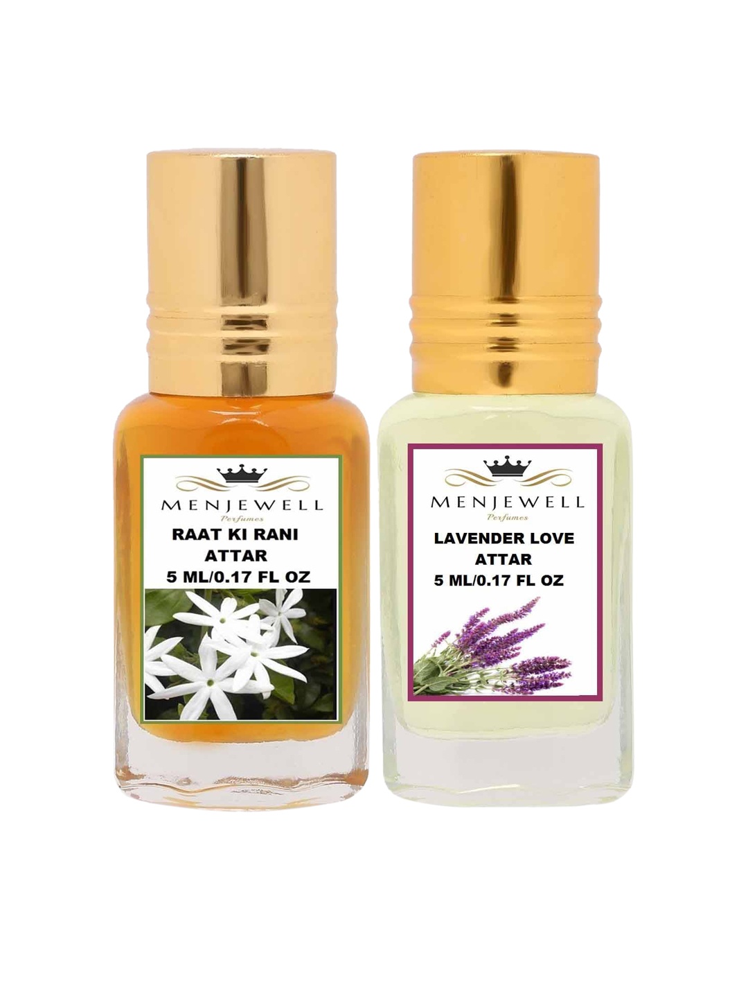 

Menjewell Unisex Raat Ki Rani Pack of 2 Lavender Love Attar, Transparent