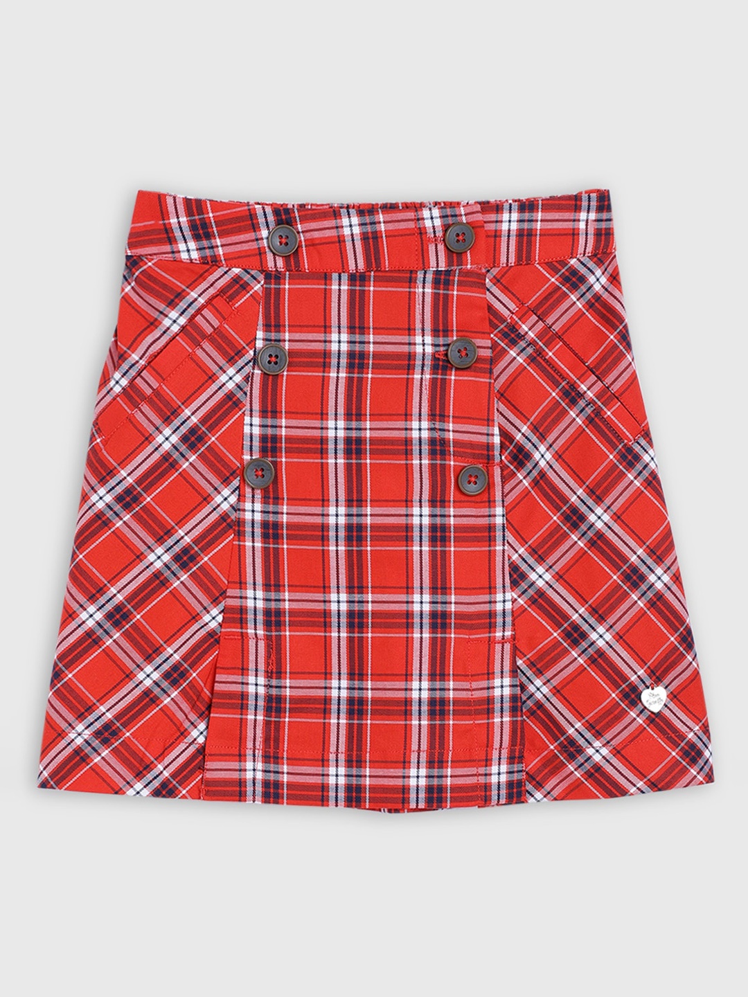 

Blue Giraffe Girls Red & White Checked Straight Skirt