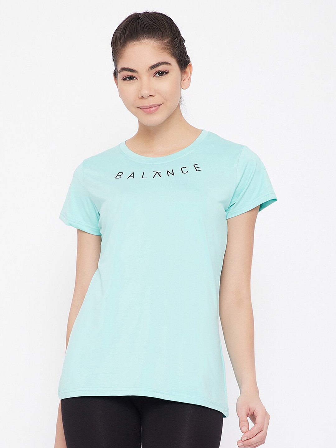 

Clovia Women Turquoise Blue Typography Printed T-shirt