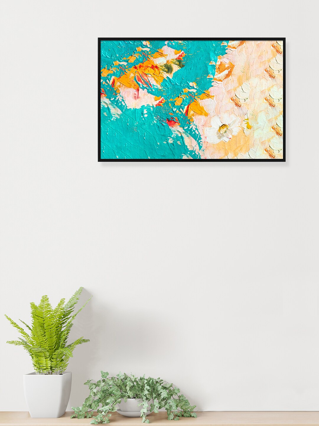 

nest ART Sea-Green & Orange Abstract Painted Framed Wall Art
