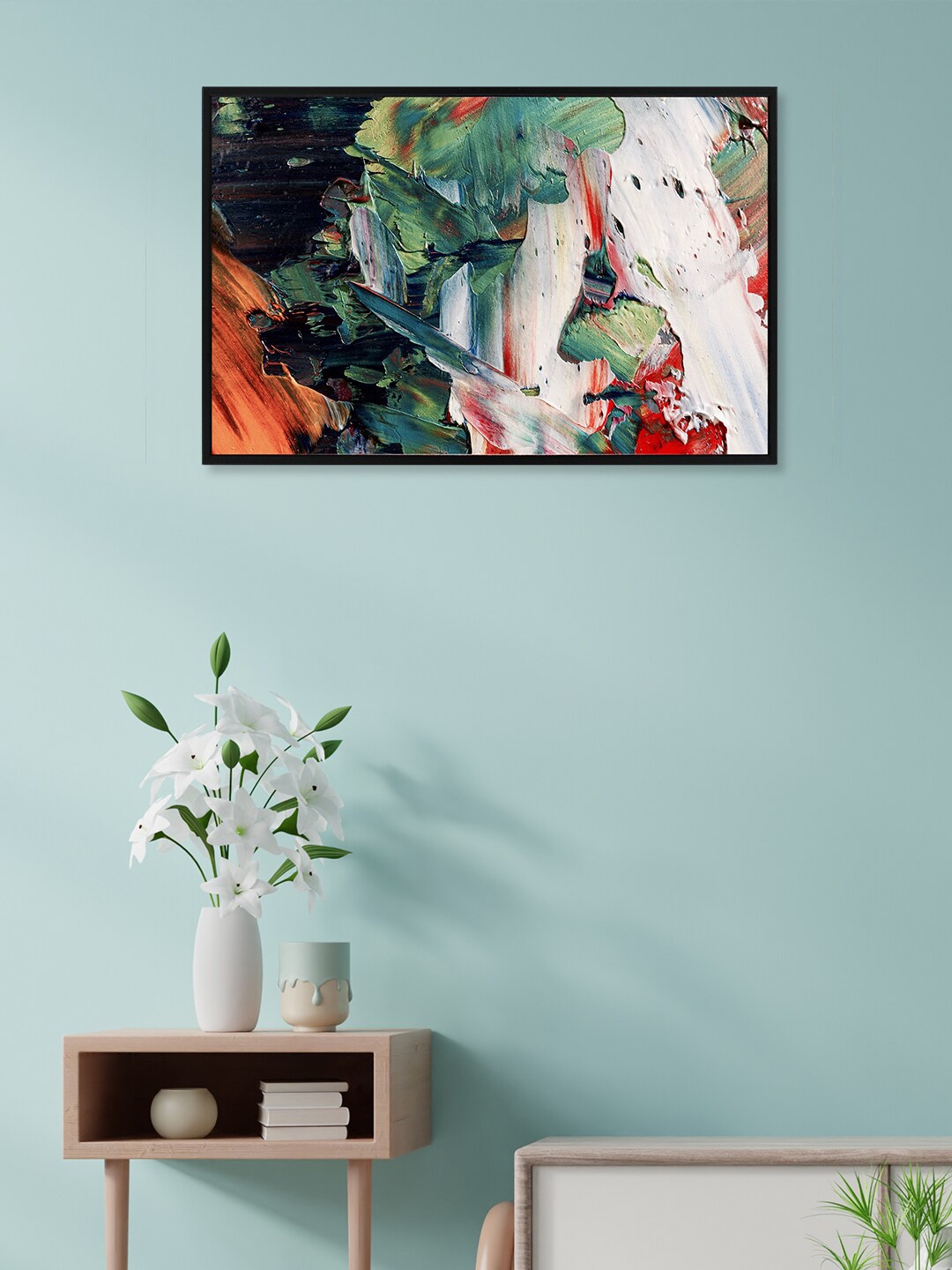 

nest ART Green & White Abstract Painting Framed Wall Art