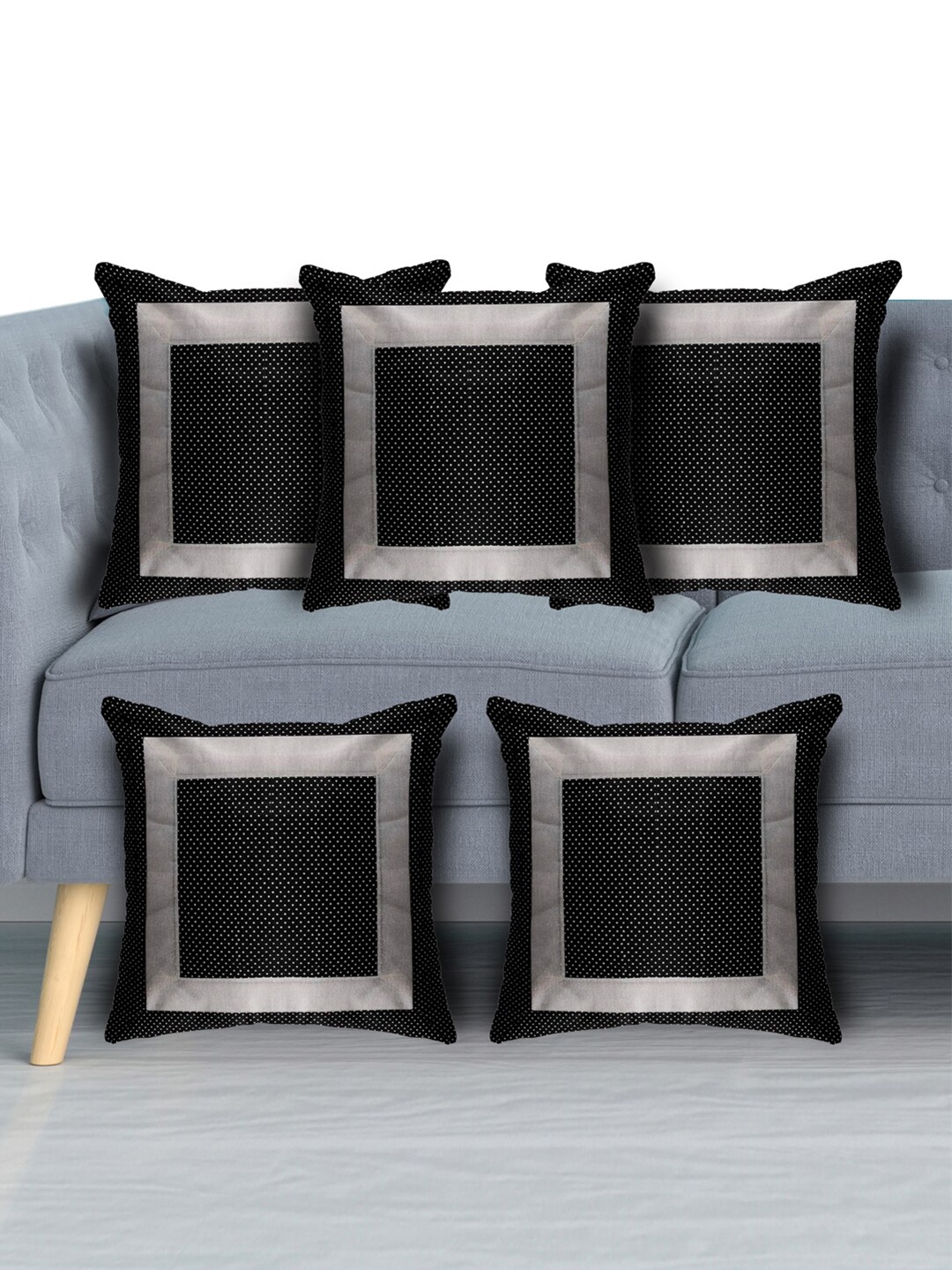 

Kuber Industries Black & White Set of 5 Geometric Square Cushion Covers