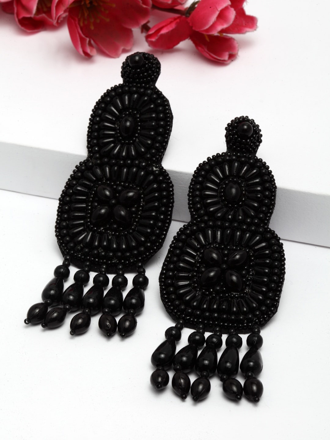 

Moedbuille Black Contemporary Drop Earrings