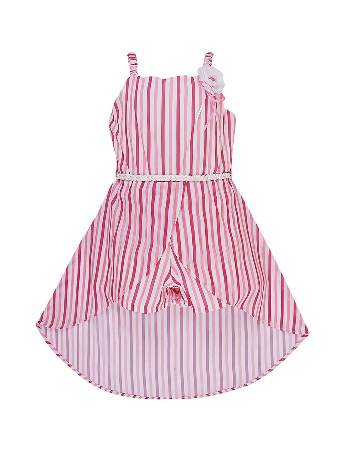 

Wish Karo Pink Striped Georgette A-Line Dress