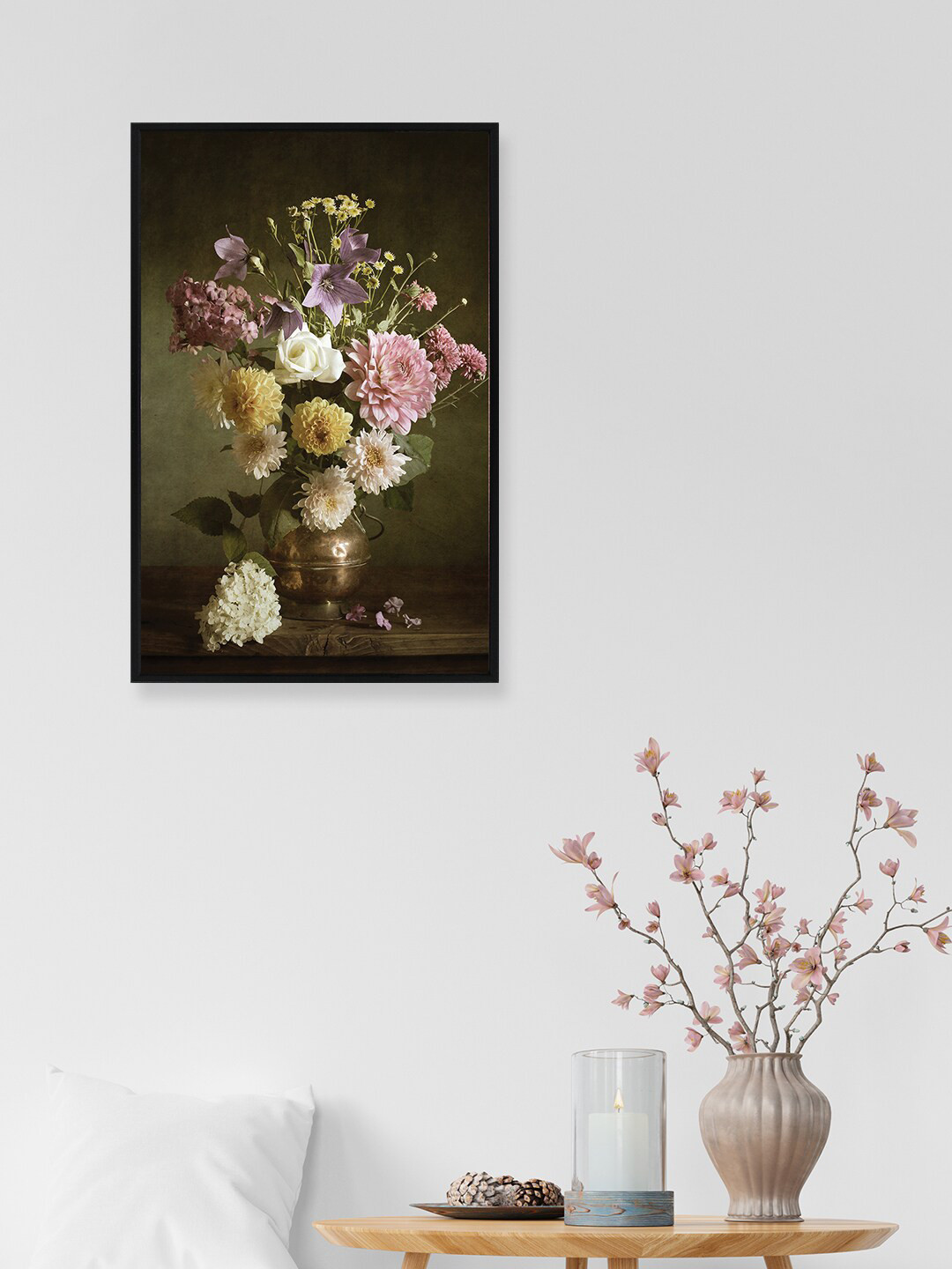 

nest ART Olive Green & Pink Floral Printed Still Life Wall Art