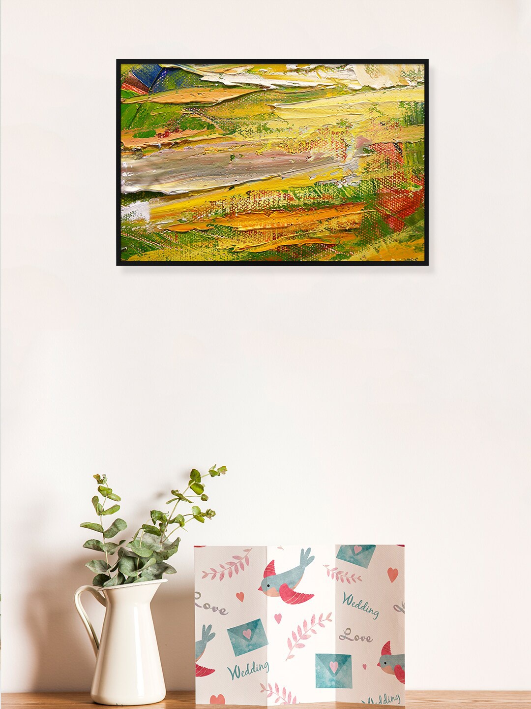 

nest ART Green & Mustard-Yellow Abstract Painted Framed Wall Art