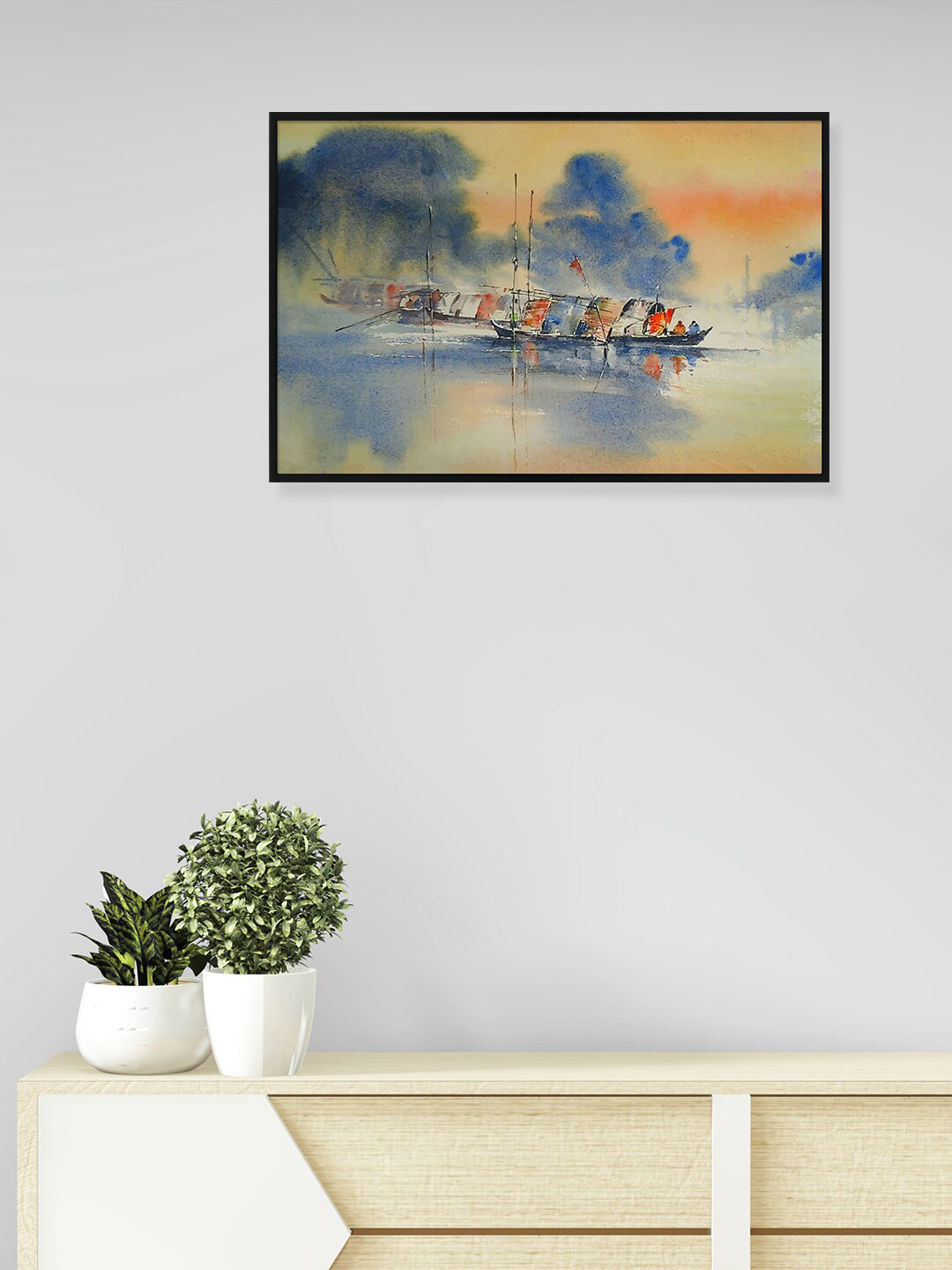 

nest ART Orange & Blue Abstract Painted Framed Wall Art