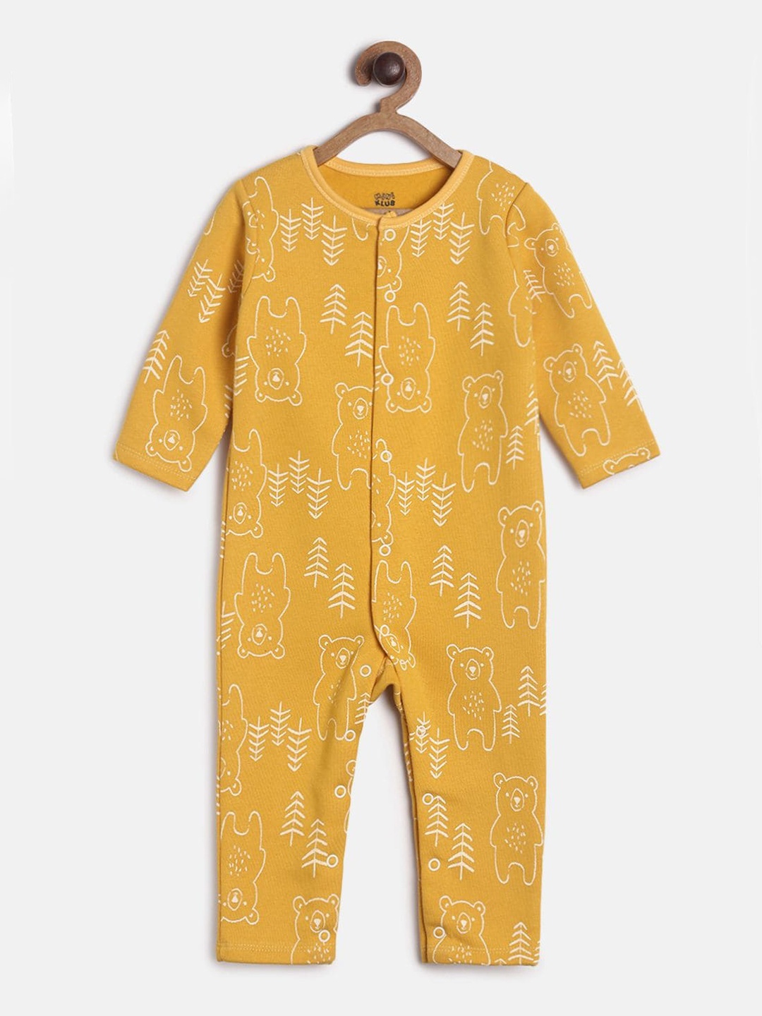 

MINI KLUB Infants Boys Yellow & White Printed Cotton Rompers