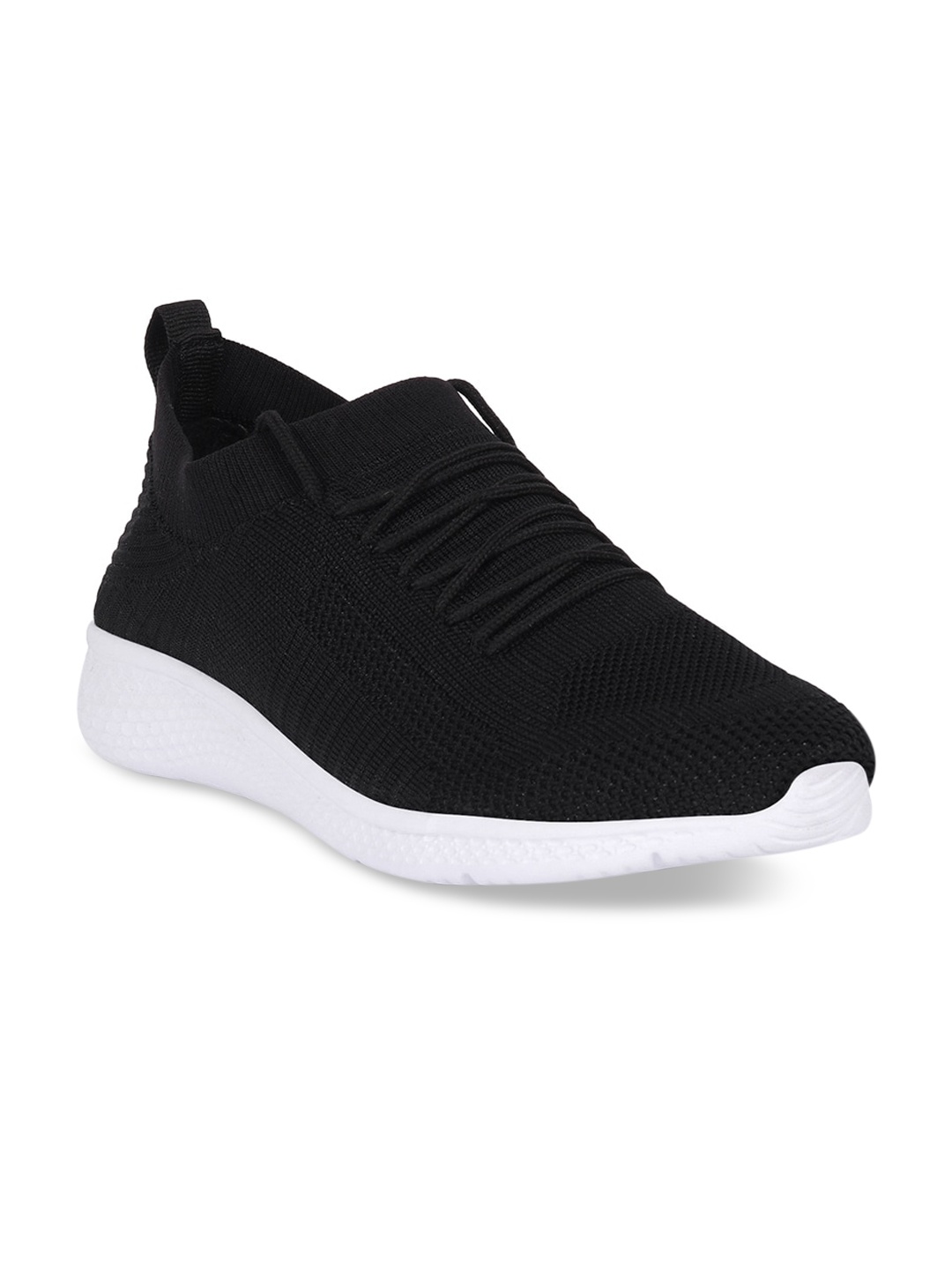 M7 by Metronaut Men Black Woven Design Slip-On Sneakers