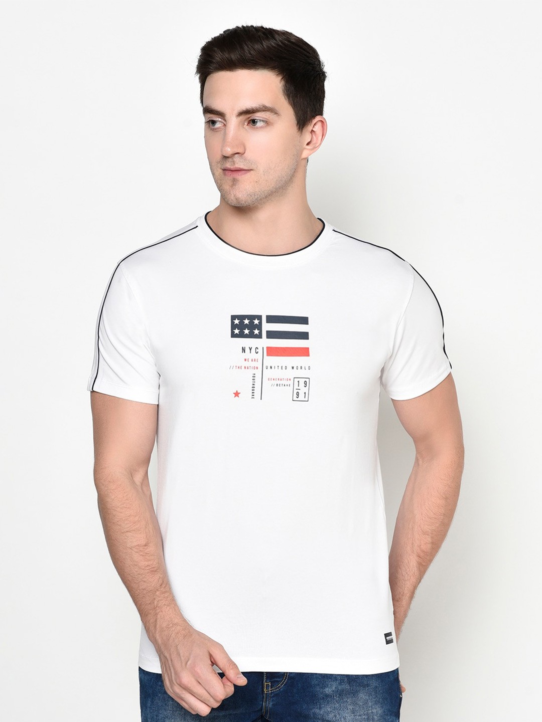 

Octave Men White Typography Printed T-shirt
