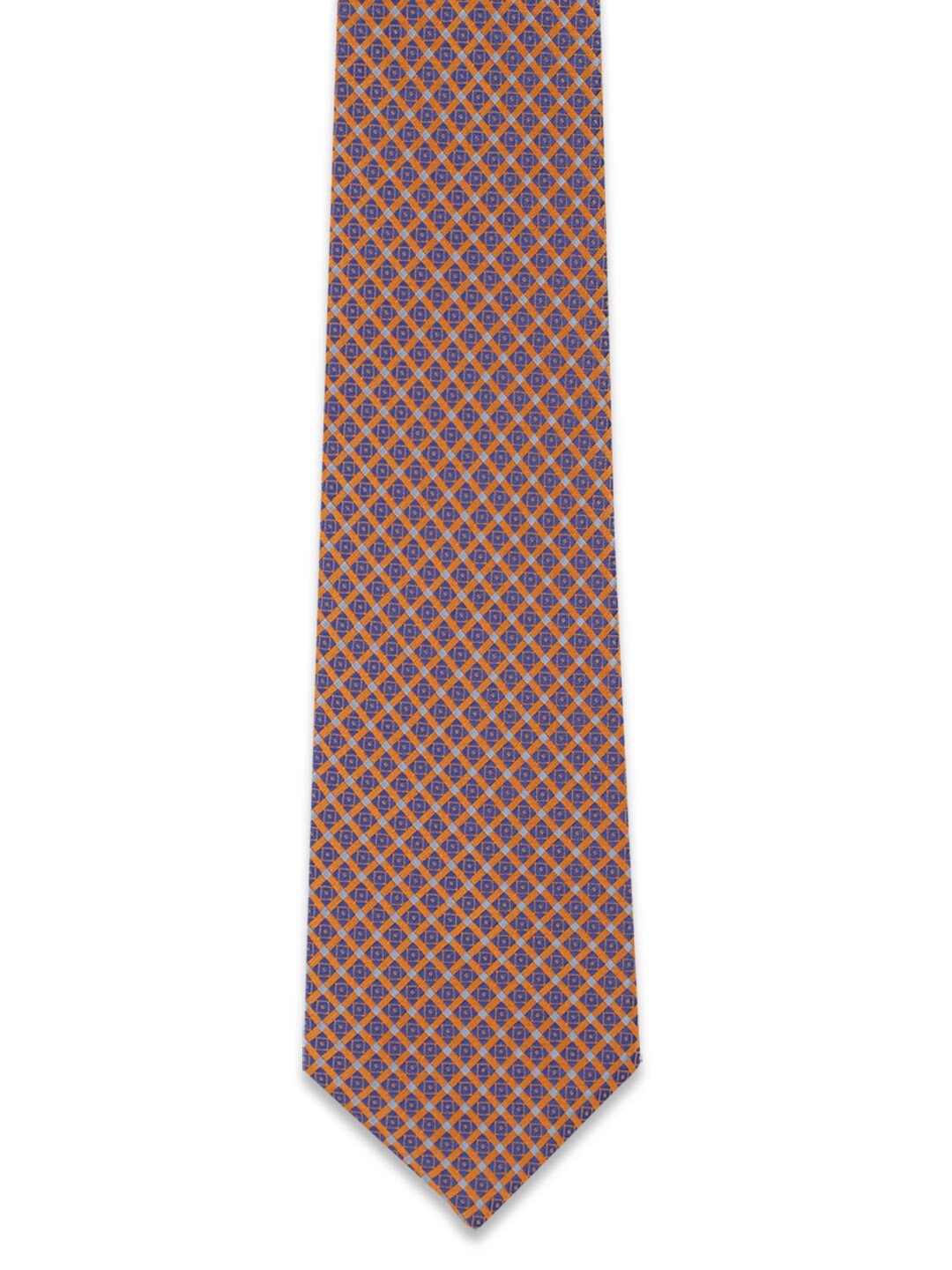 

Peter England Men Orange & Blue Woven Design Broad Tie