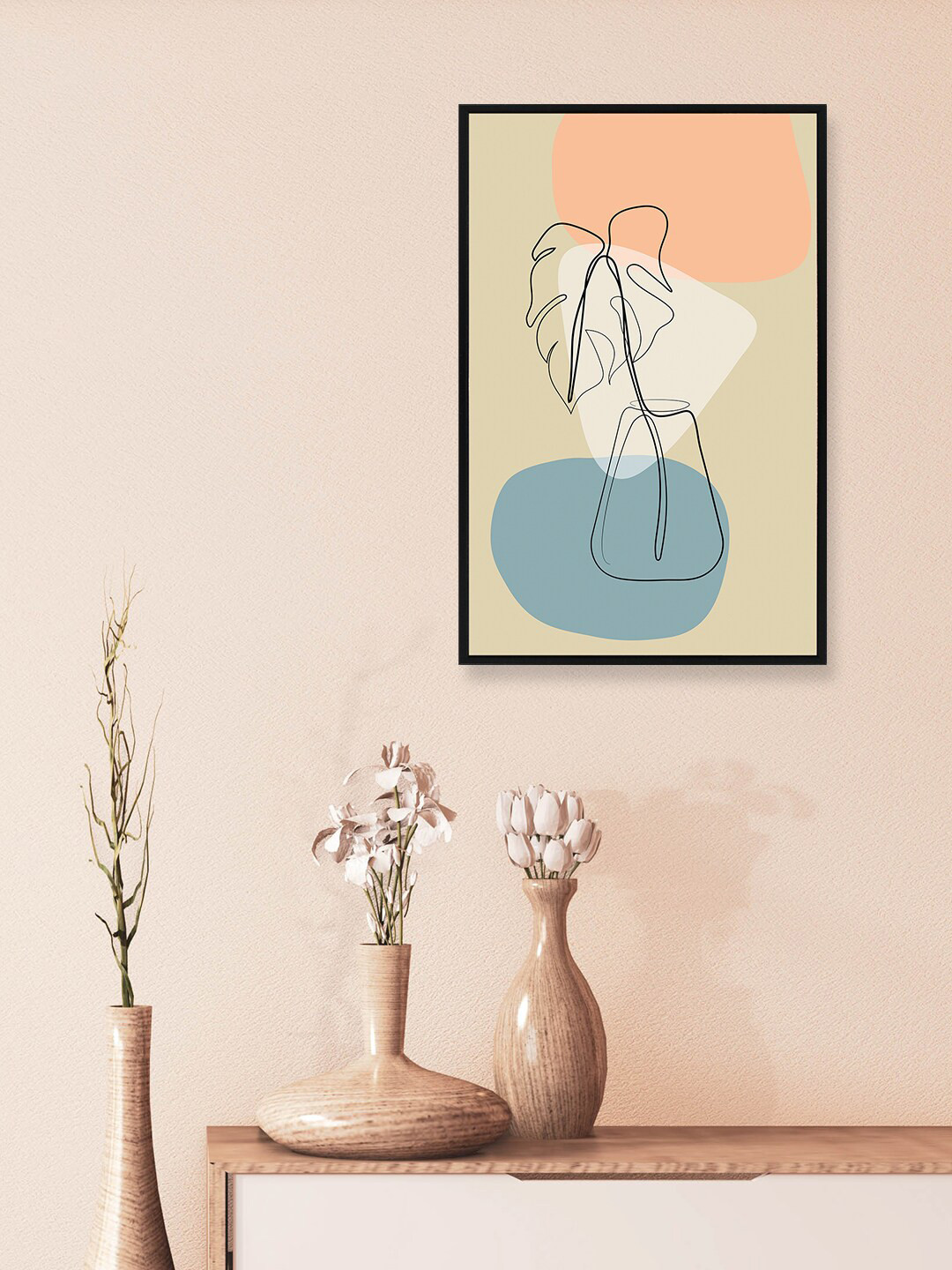

nest ART Beige & Blue Abstract Painting Framed Wall Art