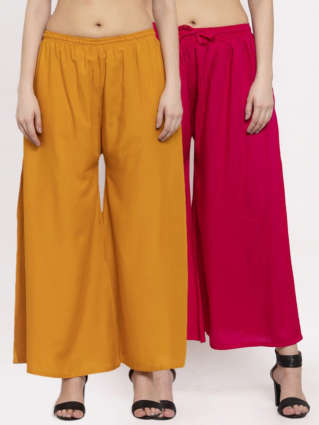 

Miaz Lifestyle Women Pack of 2 Pink & Mustard Palazzos