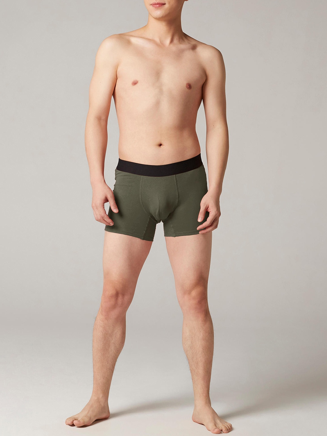 

NYAMBA By Decathlon Men Olive Green Colourblocked Pliates Boxer - 8574754