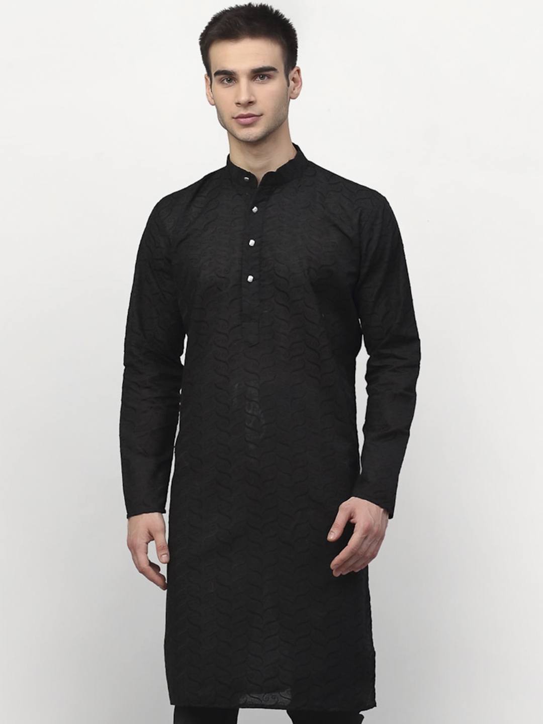 

Jompers Men Black Thread Work Kurta