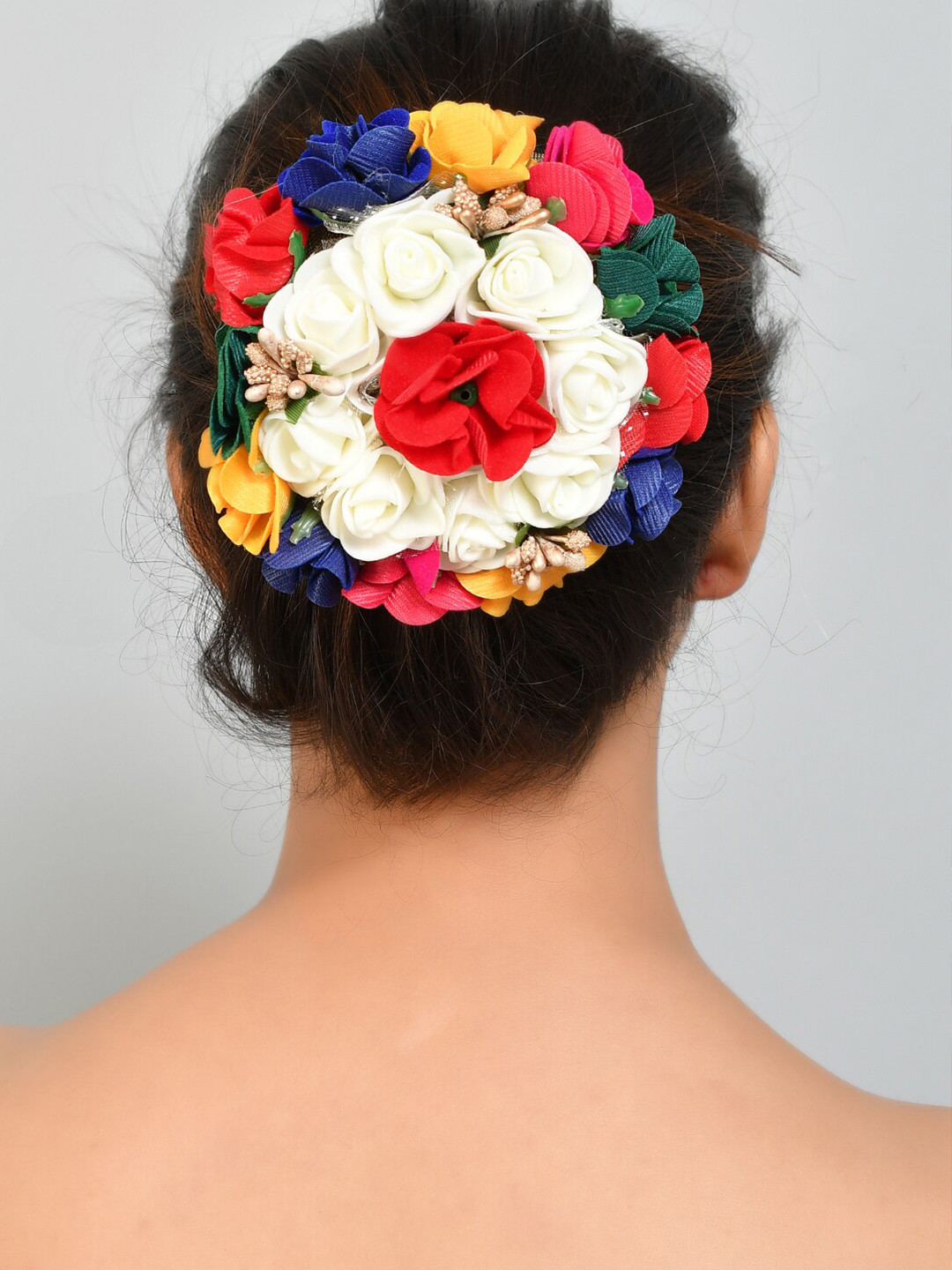 

Silvermerc Designs Women White & Red Hair Bun Cover
