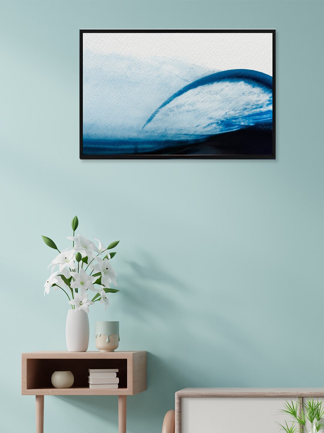 

nest ART Black & Blue Abstract Painting Framed Wall Art