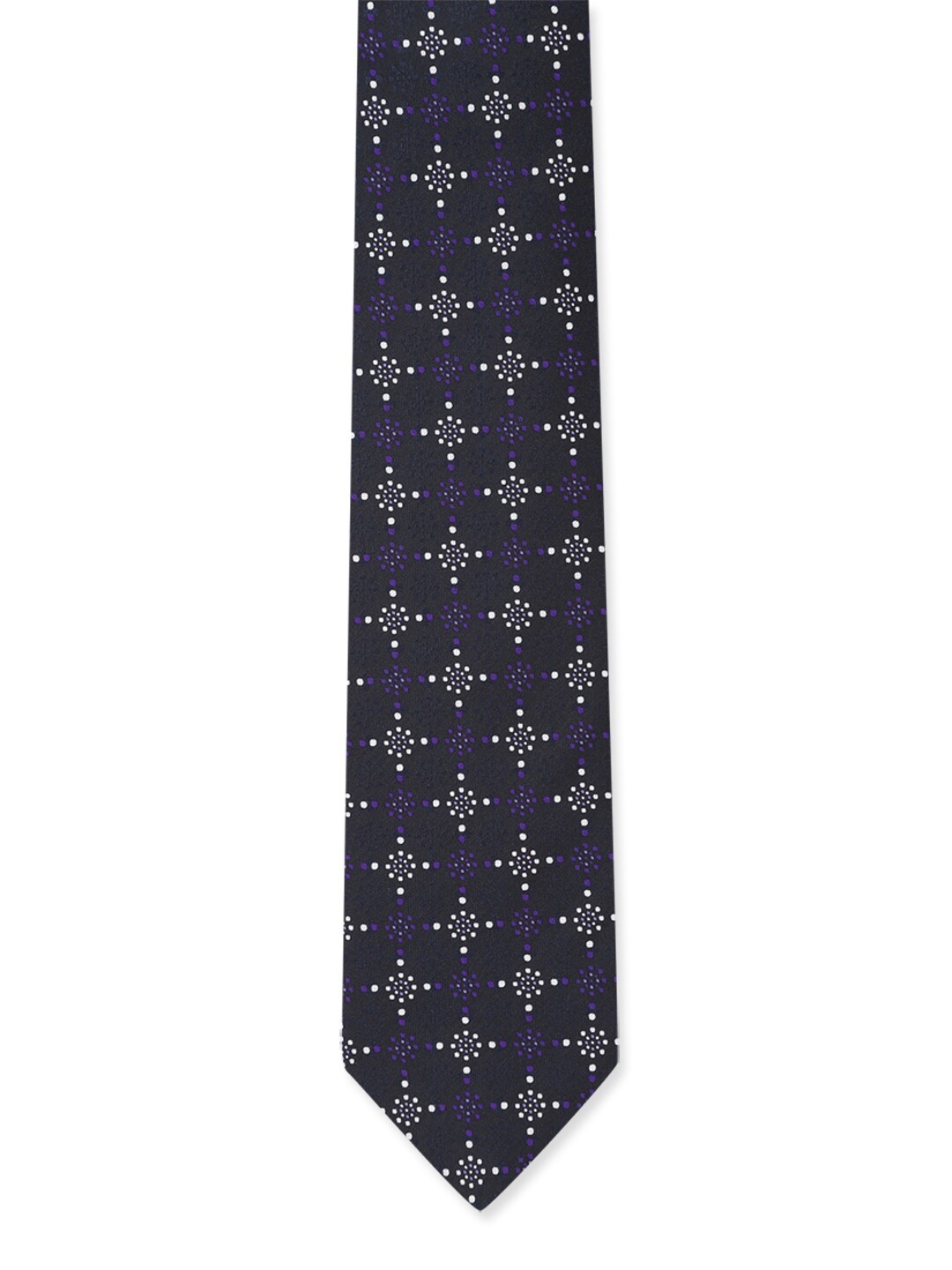 

Peter England Men Navy Blue & White Woven Design Broad Tie