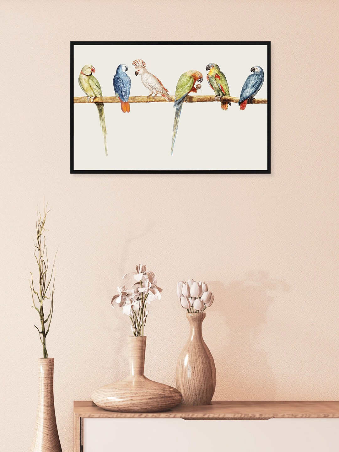 

nest ART Off-White & Green Abstract Painted Framed Wall Art