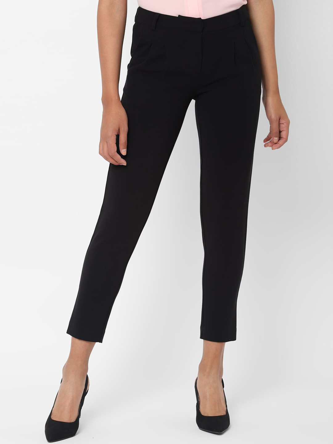 

Allen Solly Woman Women Black Tapered Fit Formal Trousers