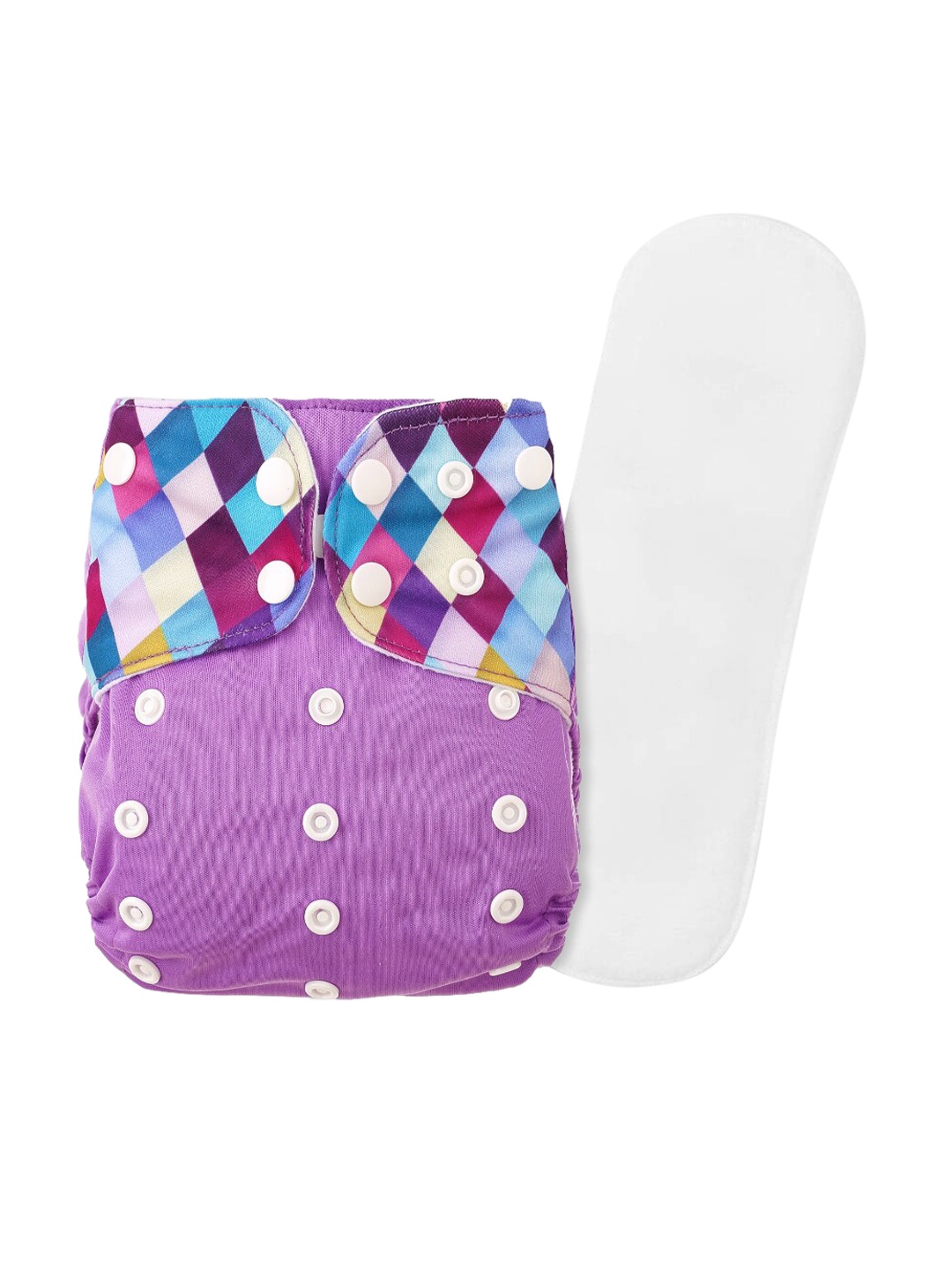 

GUCHIGU Kids White & Purple Printed Washable Cloth Diapers