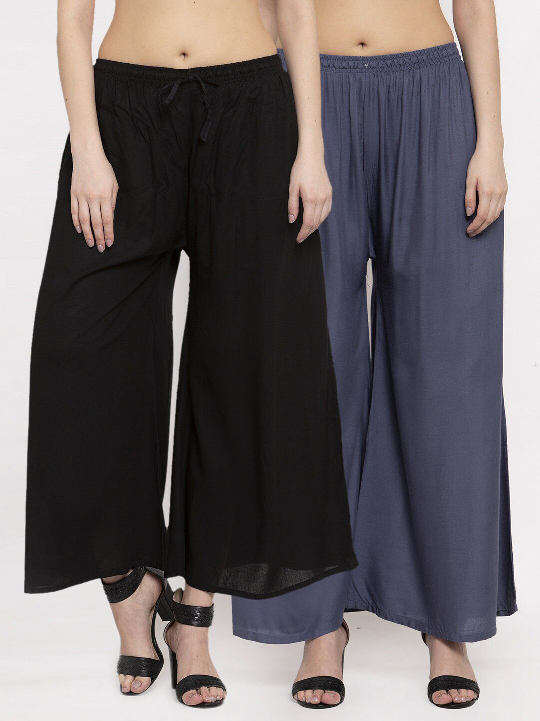 

Miaz Lifestyle Women Pack Of 2 Black & Grey Palazzos