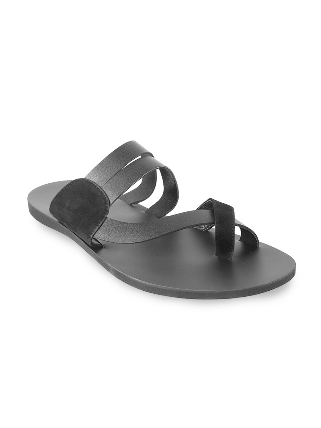 

Mochi Men Black Leather Comfort Sandals