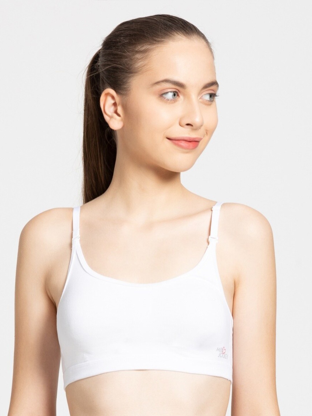 

Jockey Wirefree Non Padded Cotton Full Coverage Uniform Bra with Detachable Straps MJ08, White
