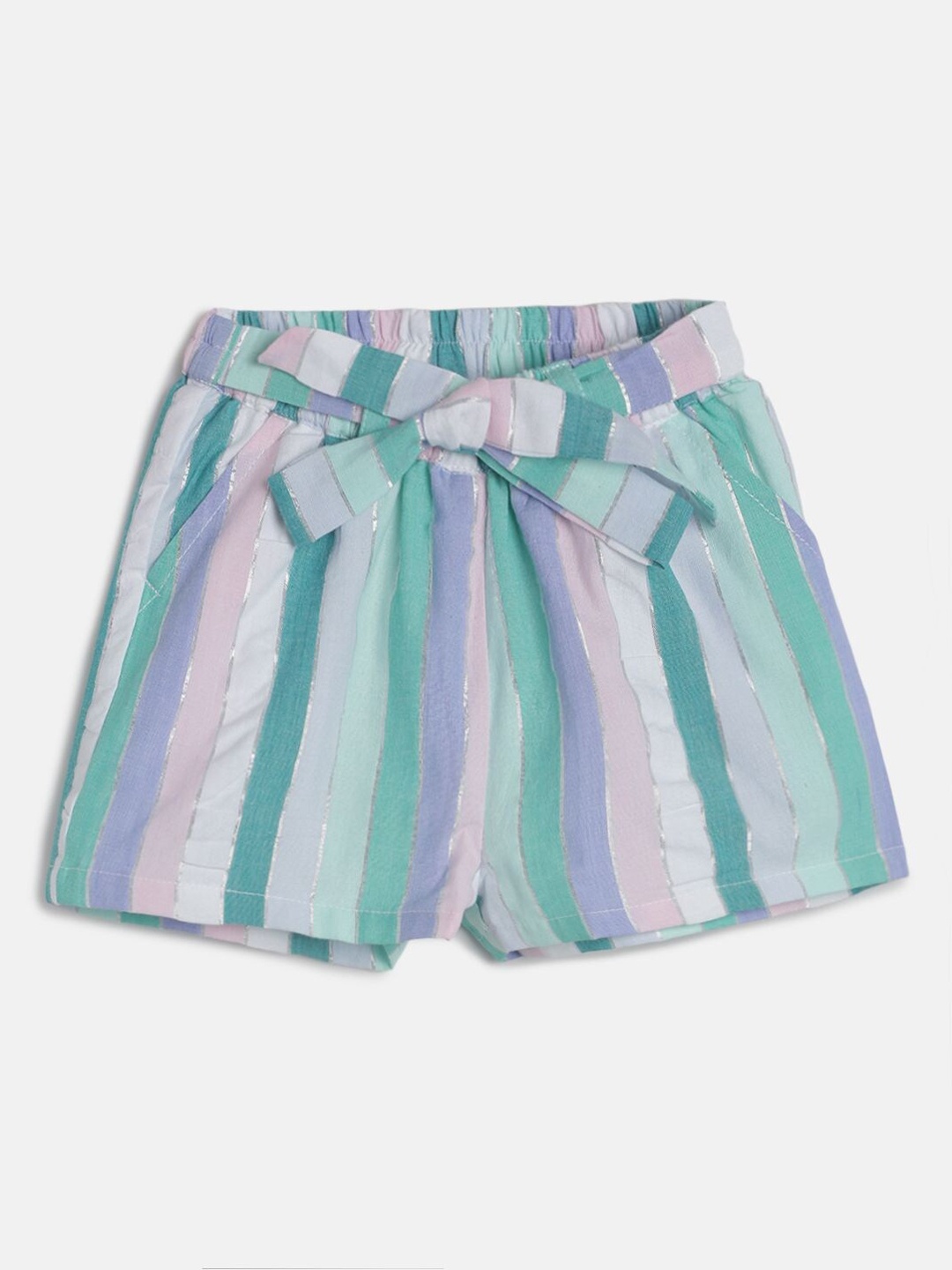 

MINI KLUB Girls Multi Striped Mid-Rise Regular Shorts