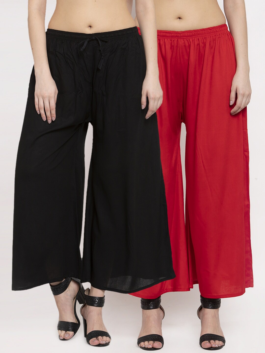 

Miaz Lifestyle Women Black & Red Pack of 2 Solid Palazzos
