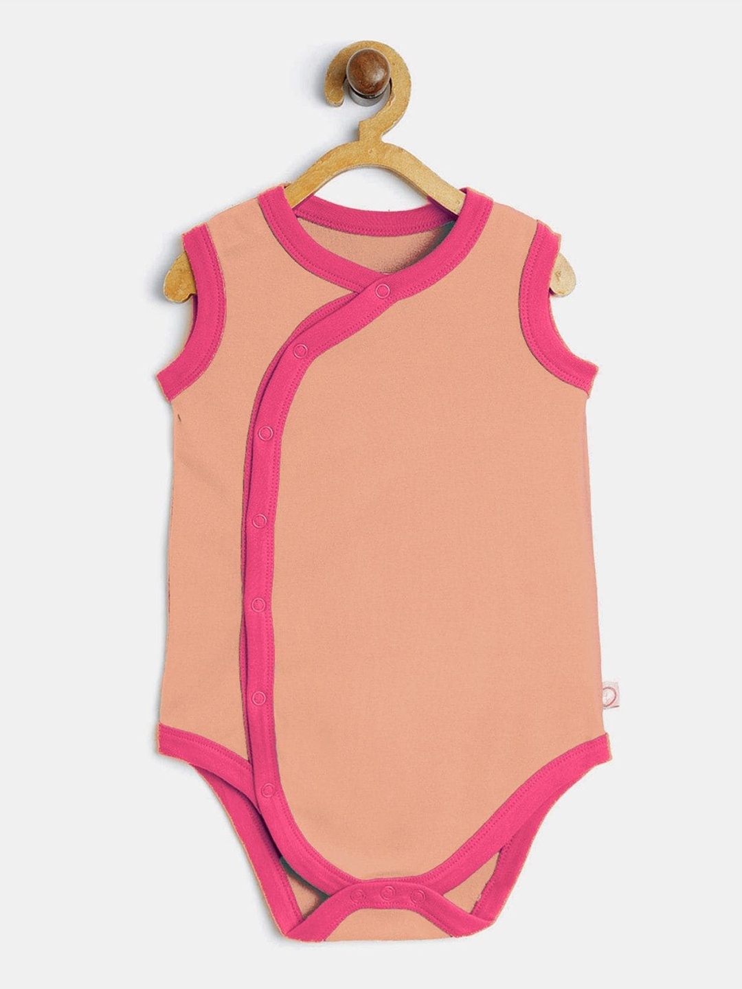 

cherrytoes Infant Kids Peach-Coloured Solid Cotton Bodysuit